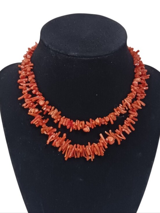 Giuliano Fratti Jewelry - Vintage Giuliano Fratti Milan Branch Coral Layered 2-Strand Choker Necklace